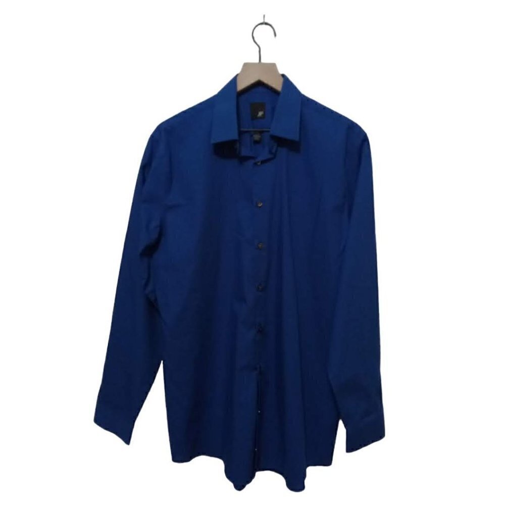 J. Ferrar Royal Blue Slim Fit Button Down Dress Shirt Sz L